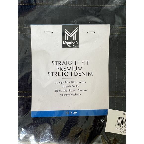 Members Mark Straight Fit Premium Stretch Denim Men’s 38x29 Dark Wash New In Bag - Picture 1 of 3